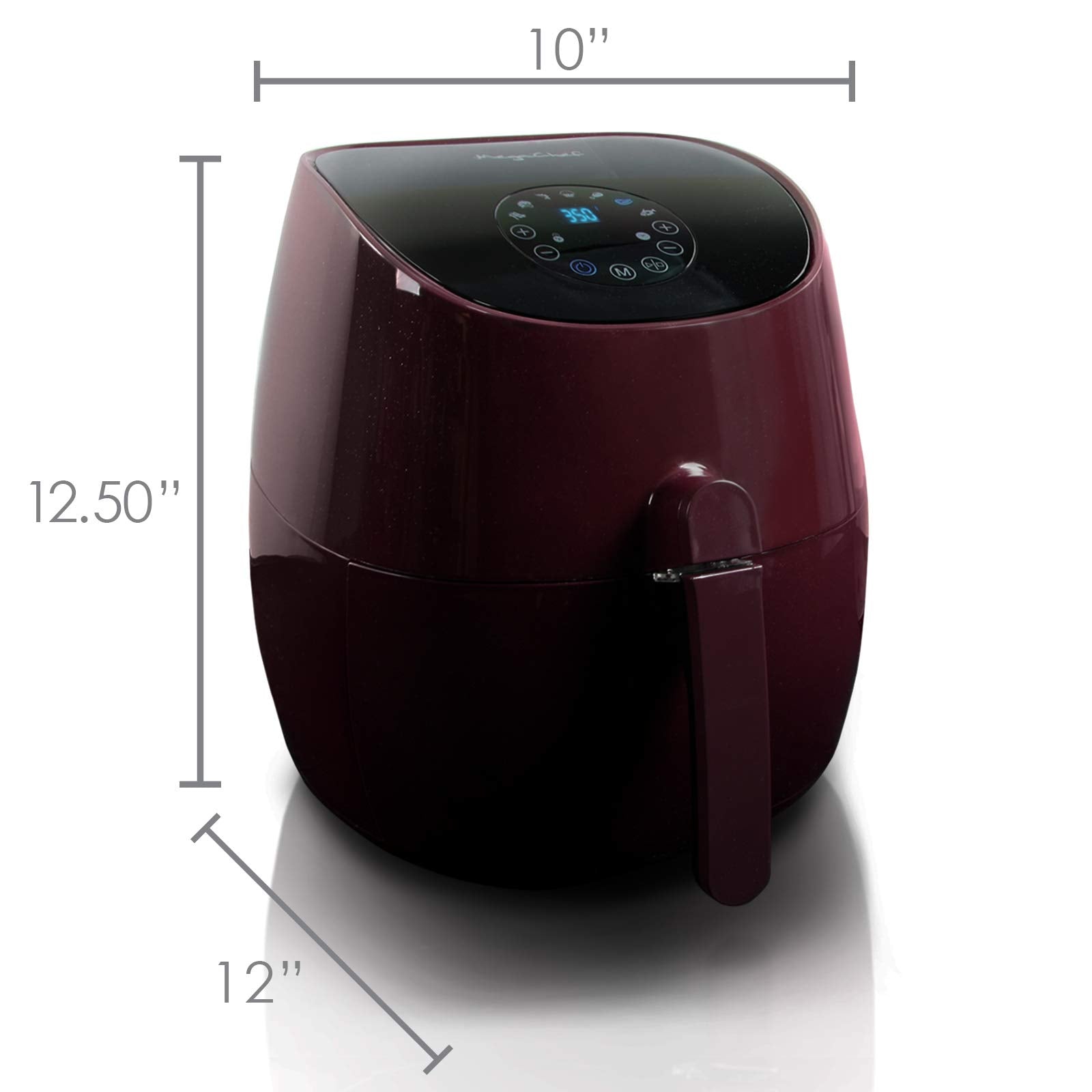 MegaChef 3.5-Quart Air Fryer & Multi-Cooker – 7 Pre-Programmed Digital Settings, 1350W Hot-Air Circulation, Fry / Roast / Bake (Burgundy)