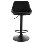 Elama Adjustable Faux Leather Bar Stool Set of 2 – Black & White with Black Base (ELM-704-1)