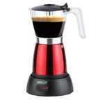 Brentwood TS-119R red aluminum cordless electric moka pot espresso maker with power base