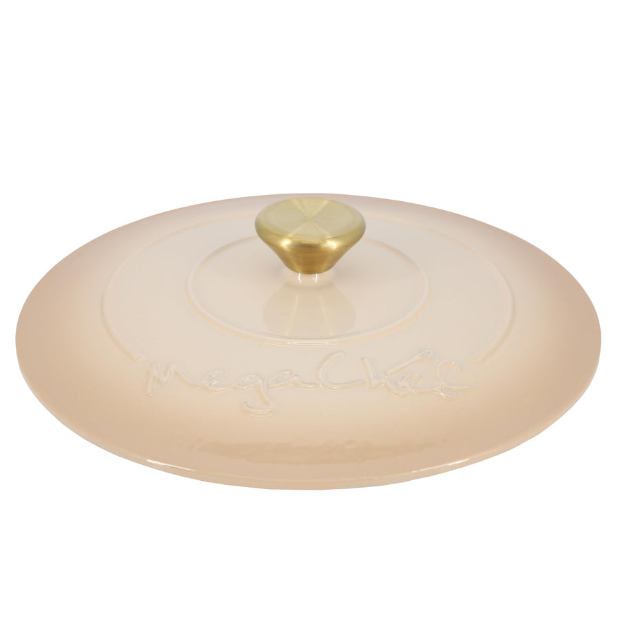 MegaChef 5.3 Quart Round Enameled Cast Iron Casserole with Self-Basting Lid, Peanut Butter