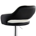 Elama ELM-705 Adjustable Faux Leather Bar Stool Set of 2 – White with Black Trim & Chrome Swivel Base, Counter to Bar Height