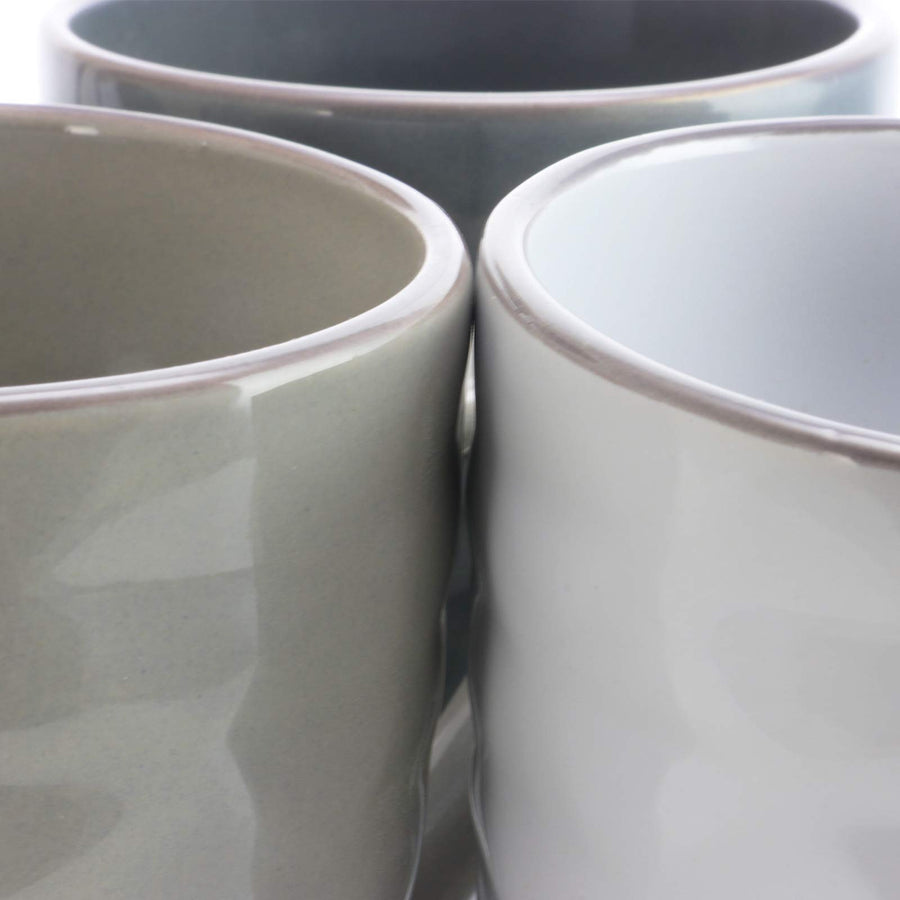 Elama Tahitian Waves 6-Piece 12oz Stoneware Mug Set with Stand