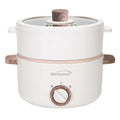 Brentwood white 1.5-liter multi-function electric hot pot cooker with stainless steamer tray and glass lid