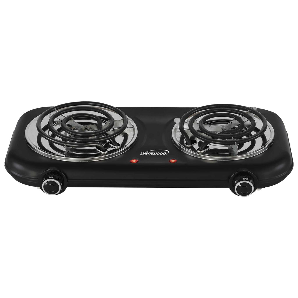 Brentwood TS-363BK black double coil electric burner, 1100W