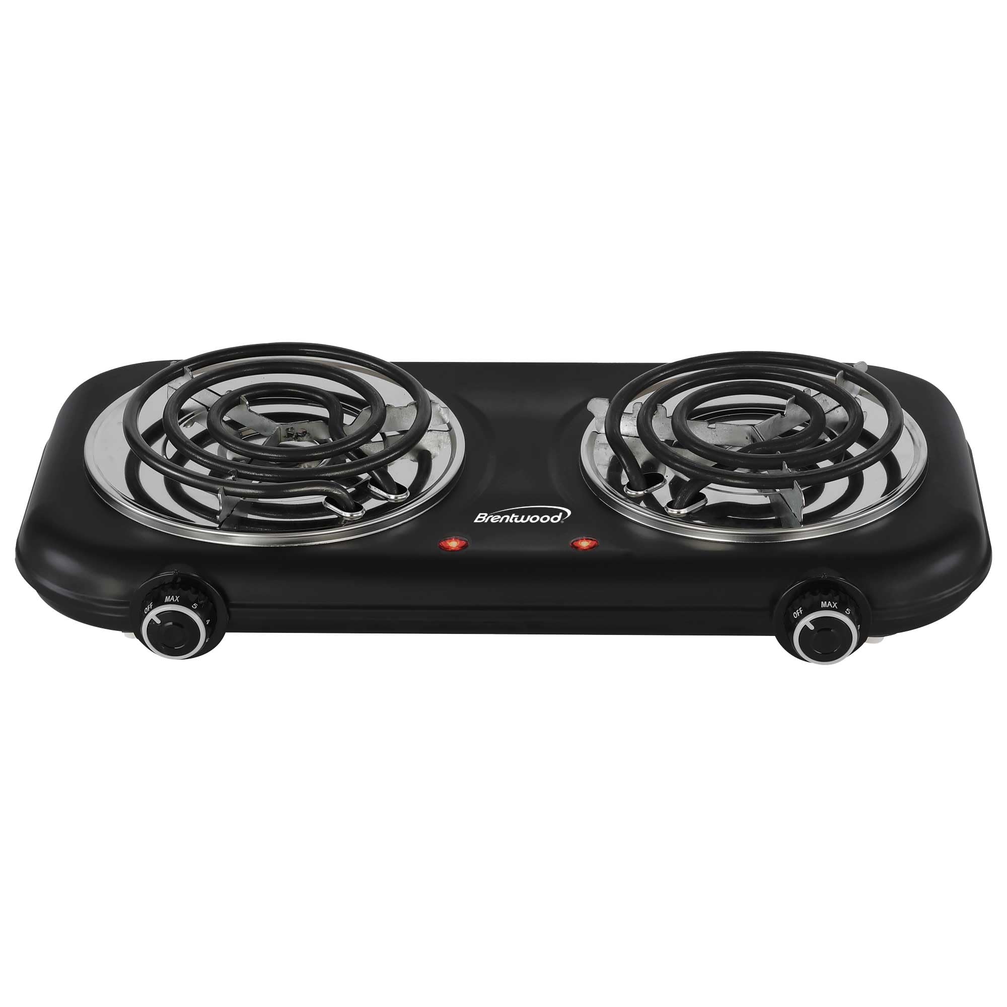 Brentwood TS-363BK black double coil electric burner, 1100W