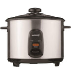 Brentwood TS-15 8-Cup Uncooked / 16-Cup Cooked Rice Cooker – 500W Stainless Steel One-Touch with Non-Stick Inner Pot, Tempered Glass Lid, Auto Keep-Warm