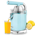 Brentwood J-28BL 200-watt electric citrus juicer in blue with stainless steel lever