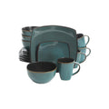 Gibson Elite Soho Lounge 16-Piece Dinnerware Set – Modern Teal Reactive Glaze Stoneware, Service for 4