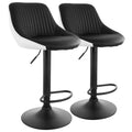 Elama Adjustable Faux Leather Bar Stool Set of 2 – Black & White with Black Base (ELM-704-1)