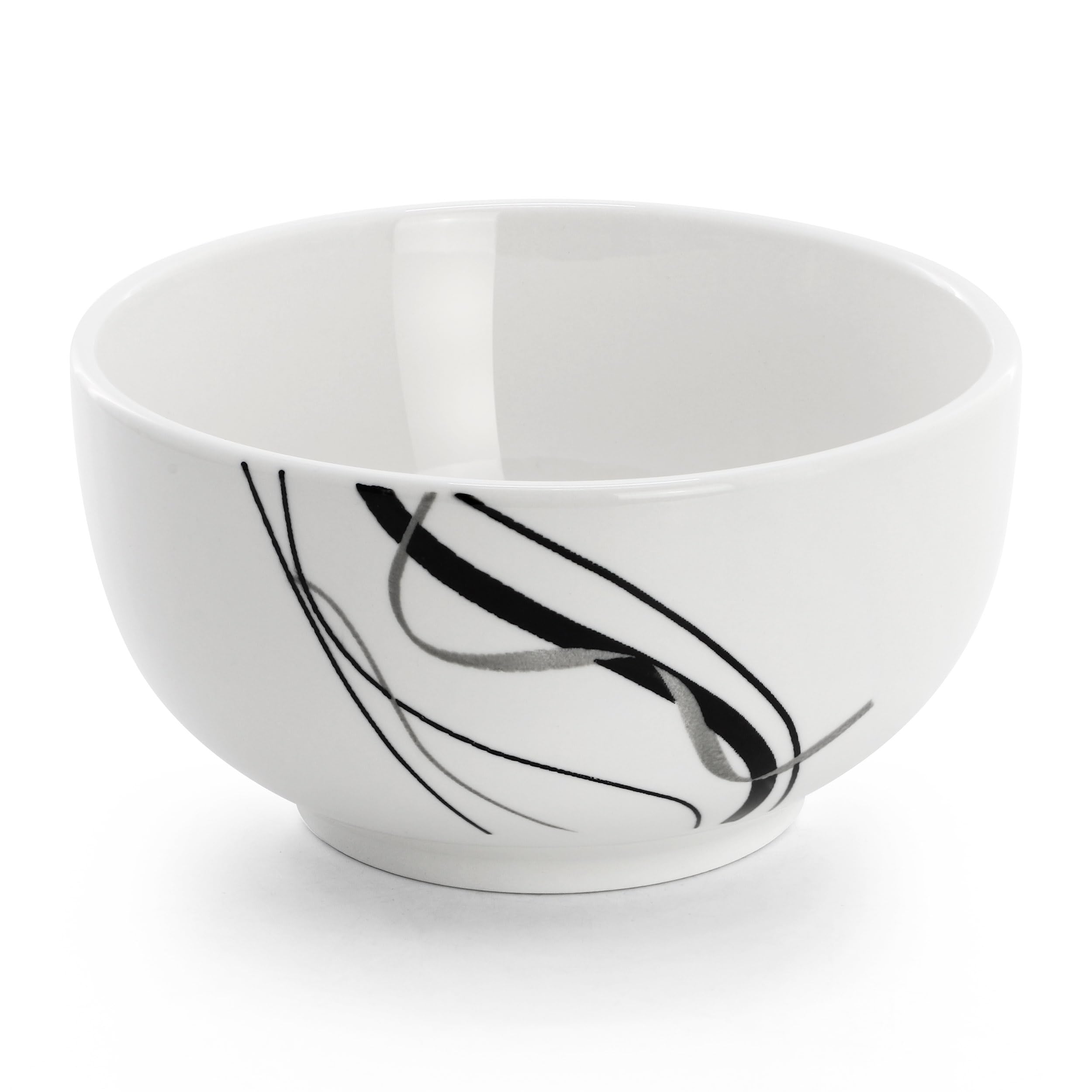 Elama Sarah 12 Piece Porcelain Black Ribbon Dinnerware Set, Service for 4 in White and Black