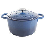 Crock-Pot Artisan 7-quart round enameled cast iron Dutch oven in sapphire blue with self-basting lid