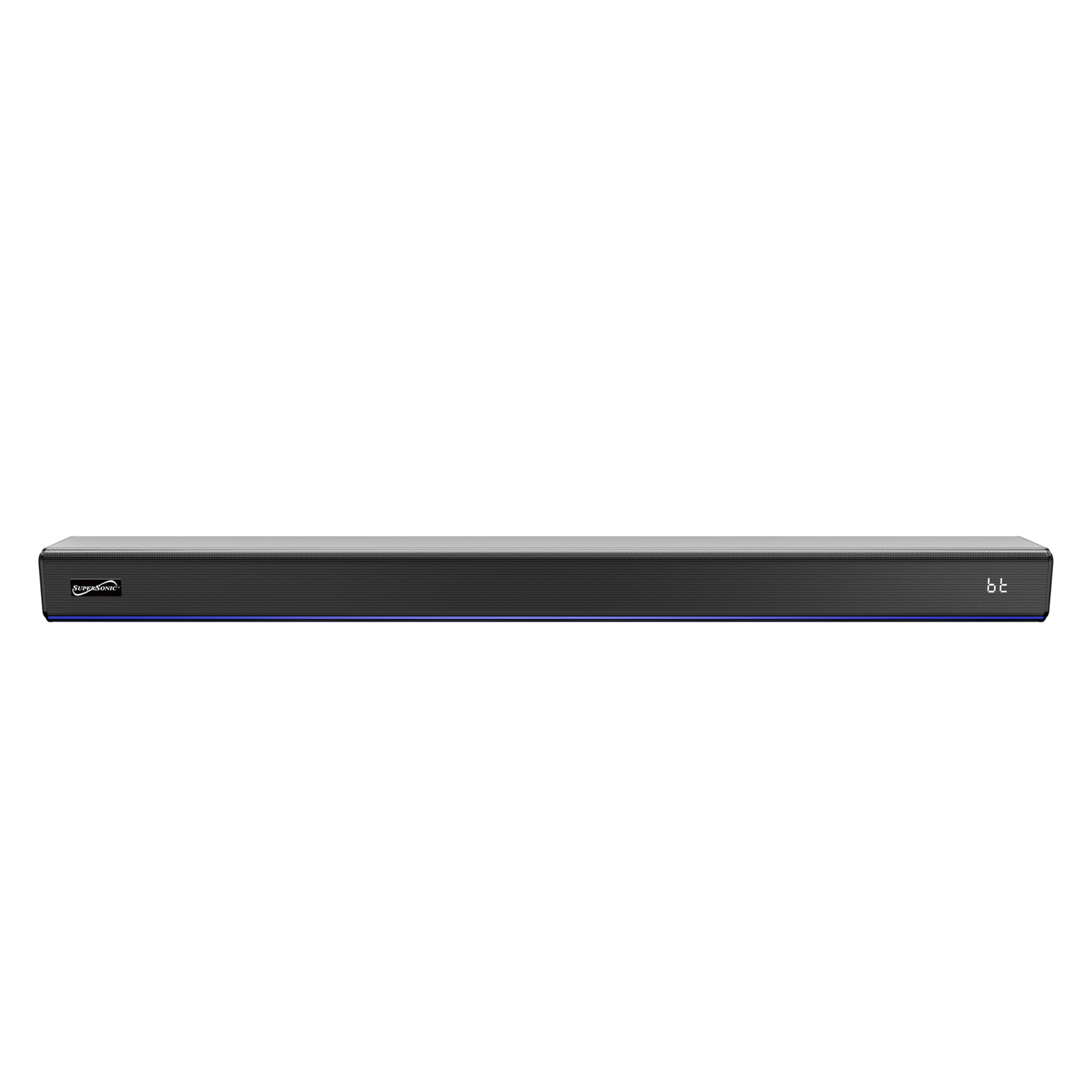 SuperSonic SC-1424SB 31.5-Inch 60W 2.0 Channel Bluetooth 5.3 Soundbar with Ambient Lighting - HDMI ARC, Optical, USB, AUX and FM