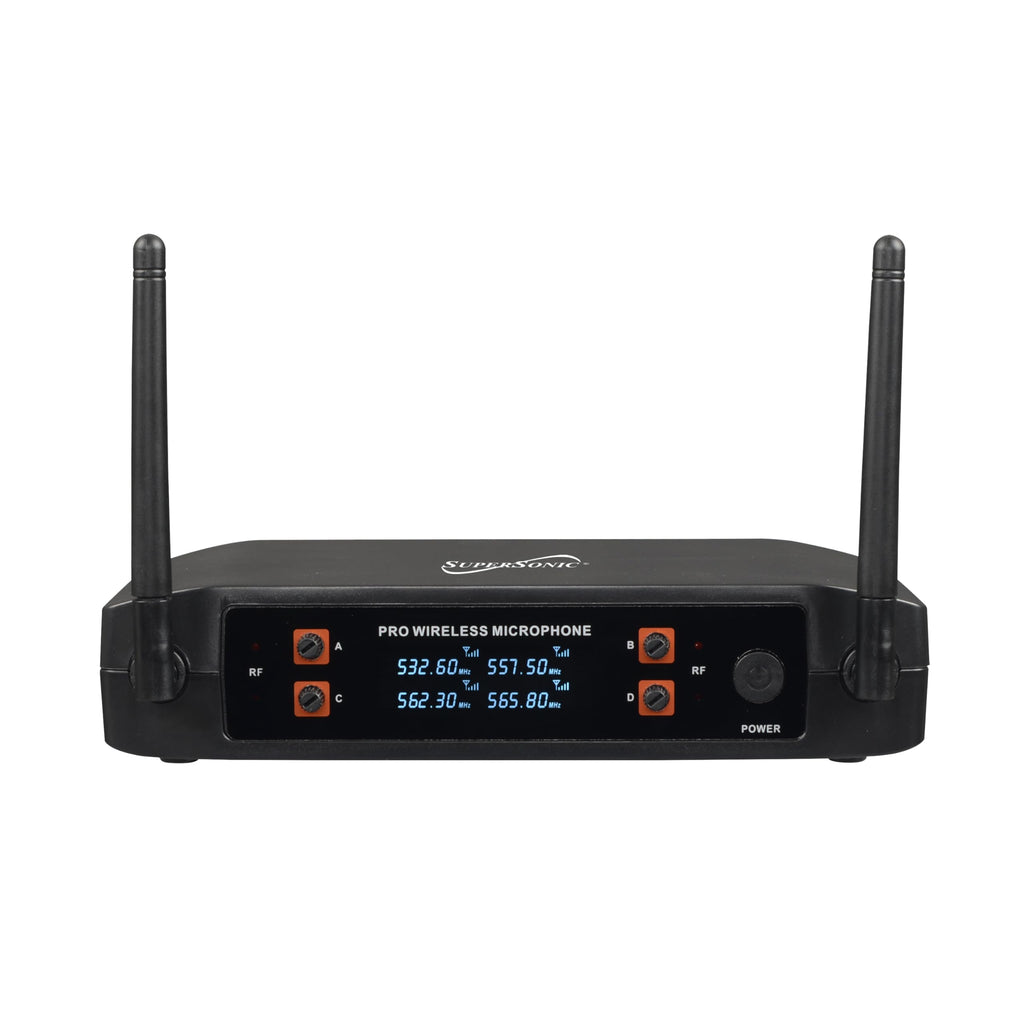 SuperSonic SC-909 2.4G 4-Channel Wireless Microphone System - Four Handheld Mics, 160ft Range, Balanced & Mix Outputs