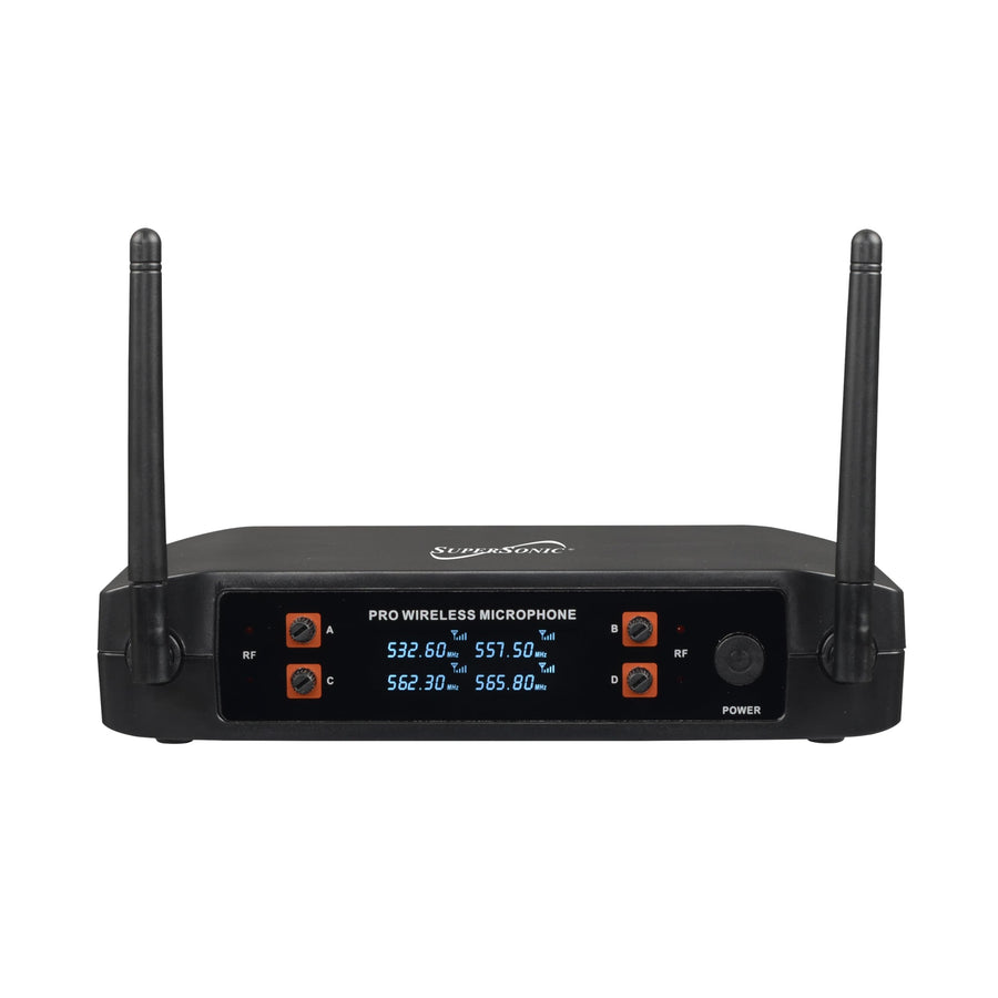 SuperSonic SC-909 2.4G 4-Channel Wireless Microphone System - Four Handheld Mics, 160ft Range, Balanced & Mix Outputs