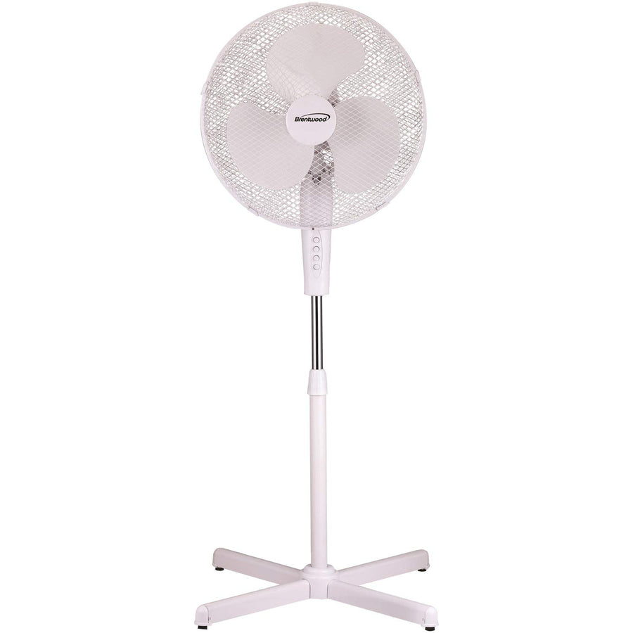 Brentwood Kool Zone F-16SMW 16 in. 3-Speed Oscillating Stand Fan, White
