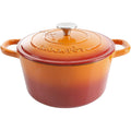 Crock-Pot Artisan 5-Quart Round Enameled Cast Iron Dutch Oven – Sunset Orange, Oven Safe to 500°F, Self-Basting Lid, Induction Compatible