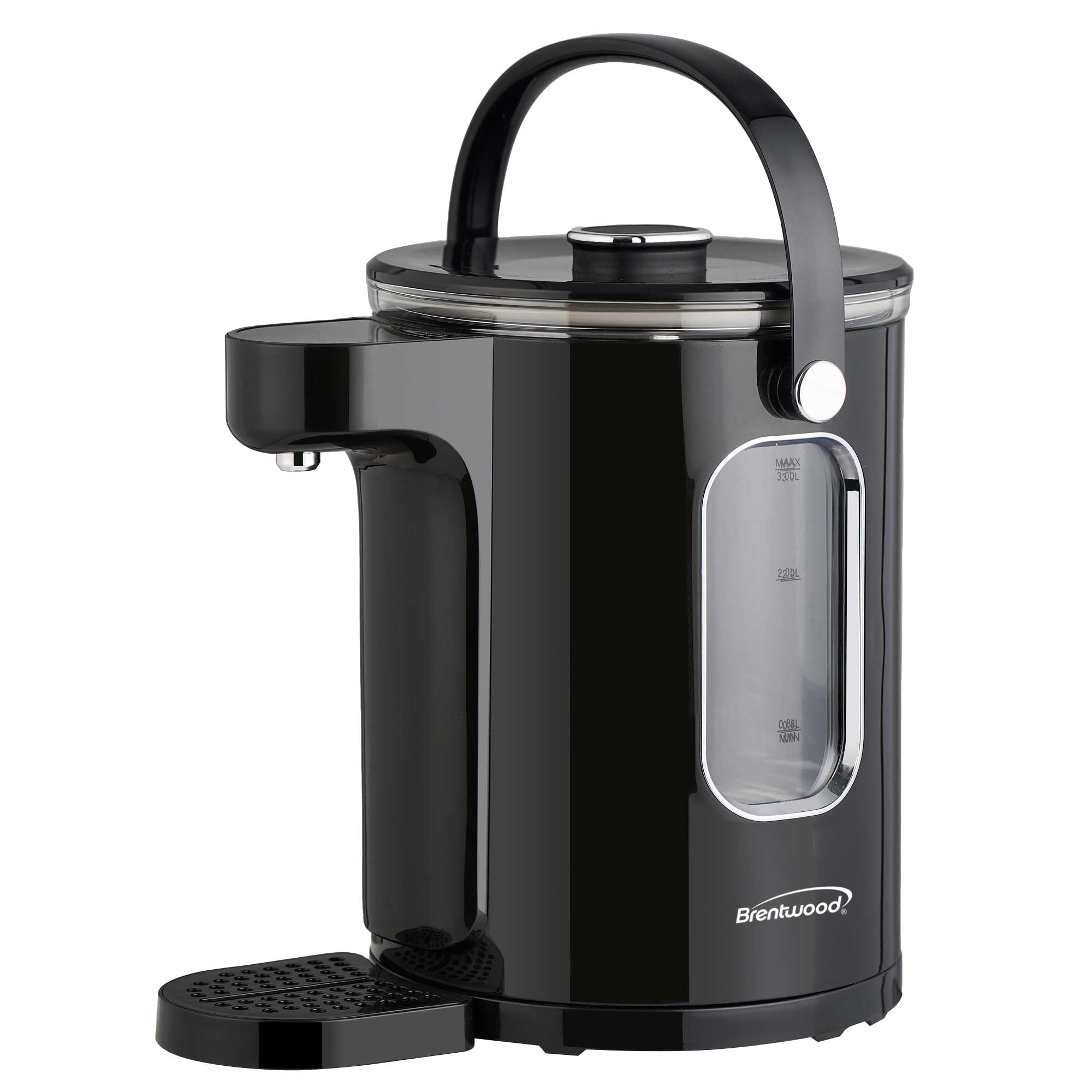 Brentwood KT-2230DBK 3-liter borosilicate glass instant hot water dispenser with tea infuser in black