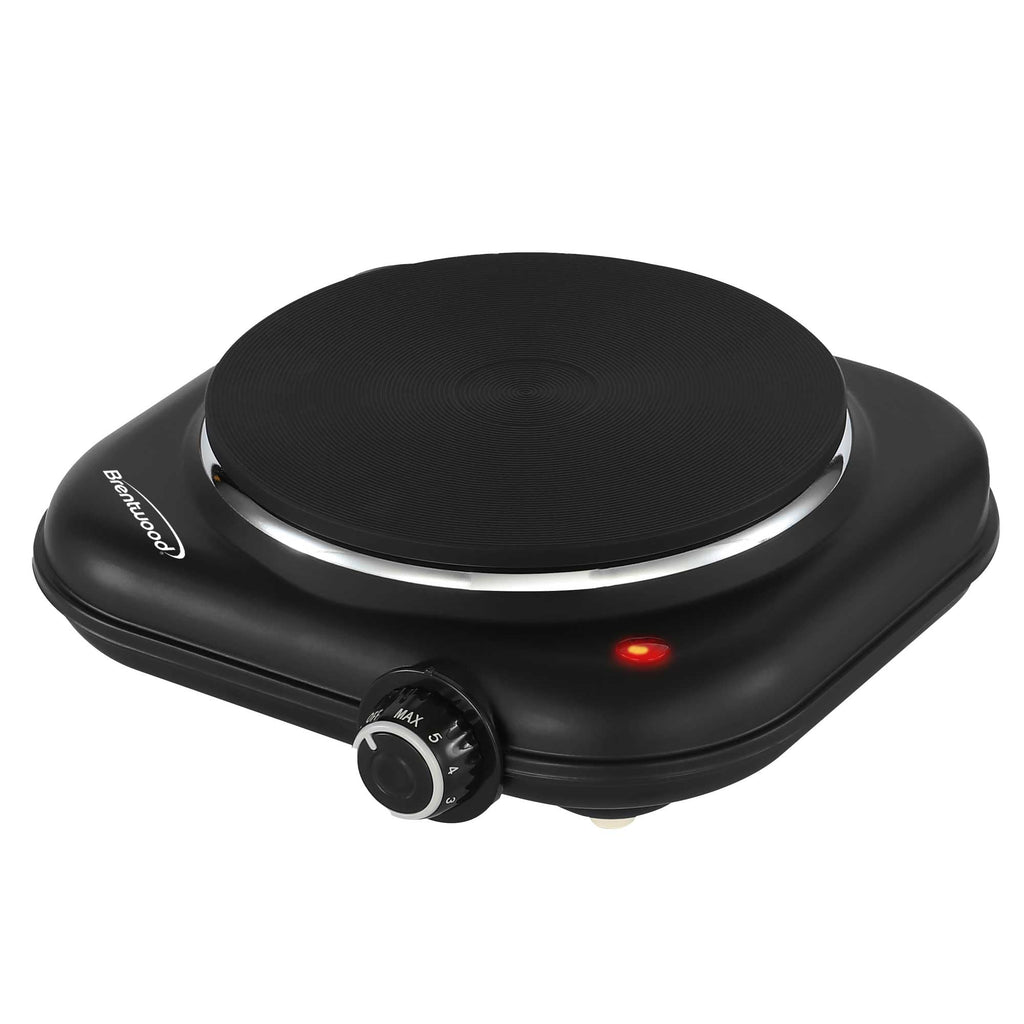 Brentwood TS-331BK black single cast iron burner hot plate, 6.5-inch plate, 1100W