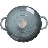 Crock-Pot Artisan 5-Quart Round Enameled Cast Iron Dutch Oven with Self-Basting Lid – Slate Gray, Oven Safe to 500°F, Induction Compatible