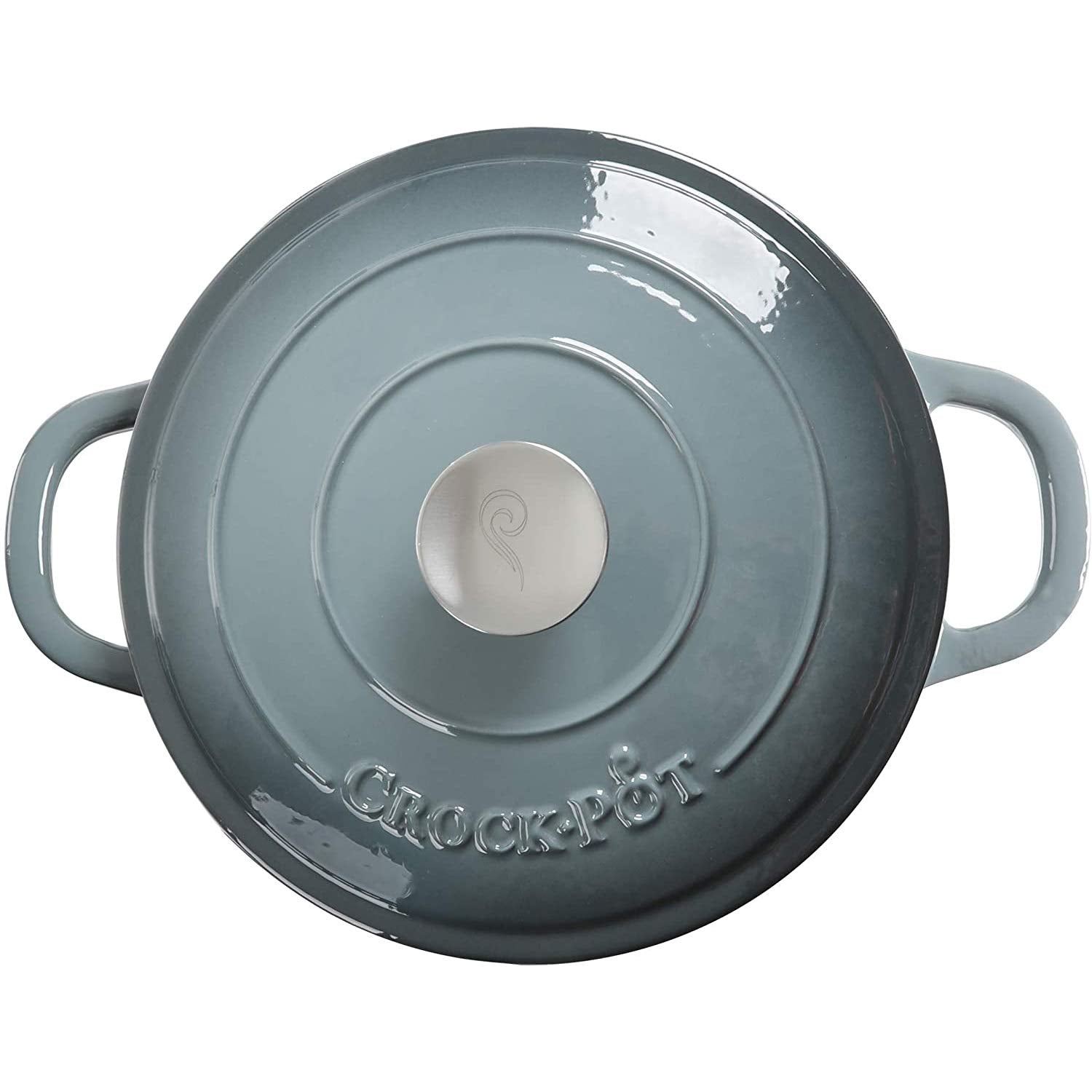 Crock Pot Artisan 5-Quart Round Enameled Cast Iron Dutch Oven – Slate Gray, Heavy-Duty Cookware for Slow Cooking, Roasting, Baking with Lid