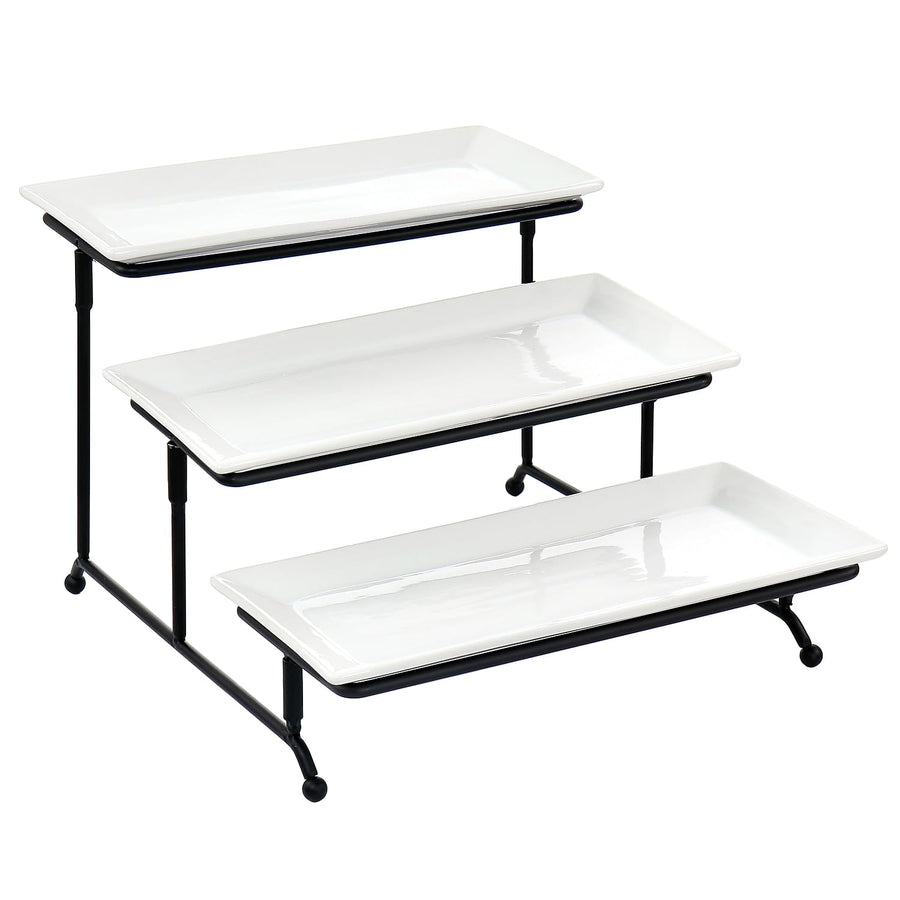 Elama Porcelain 3 Tier Rectangular Serveware Set