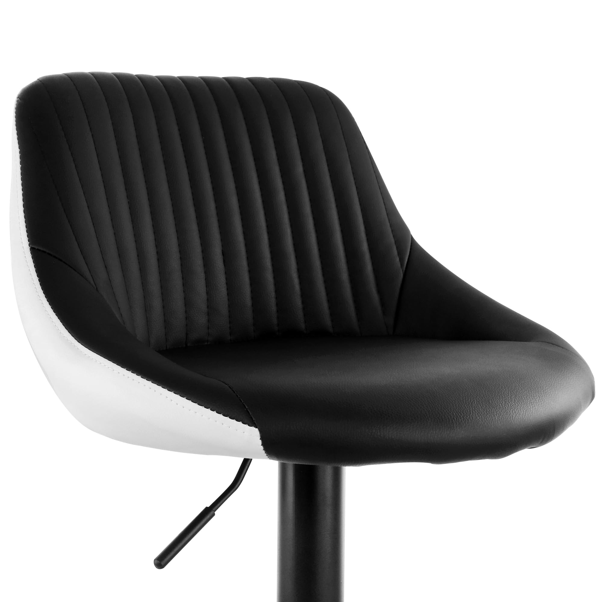 Elama Adjustable Faux Leather Bar Stool Set of 2 – Black & White with Black Base (ELM-704-1)
