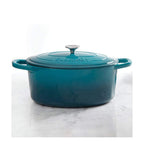 Crock-Pot Artisan 7-Qt Oval Enameled Cast Iron Dutch Oven – Teal Ombre, Oven-Safe to 500°F for Braising, Roasting, Bread Baking