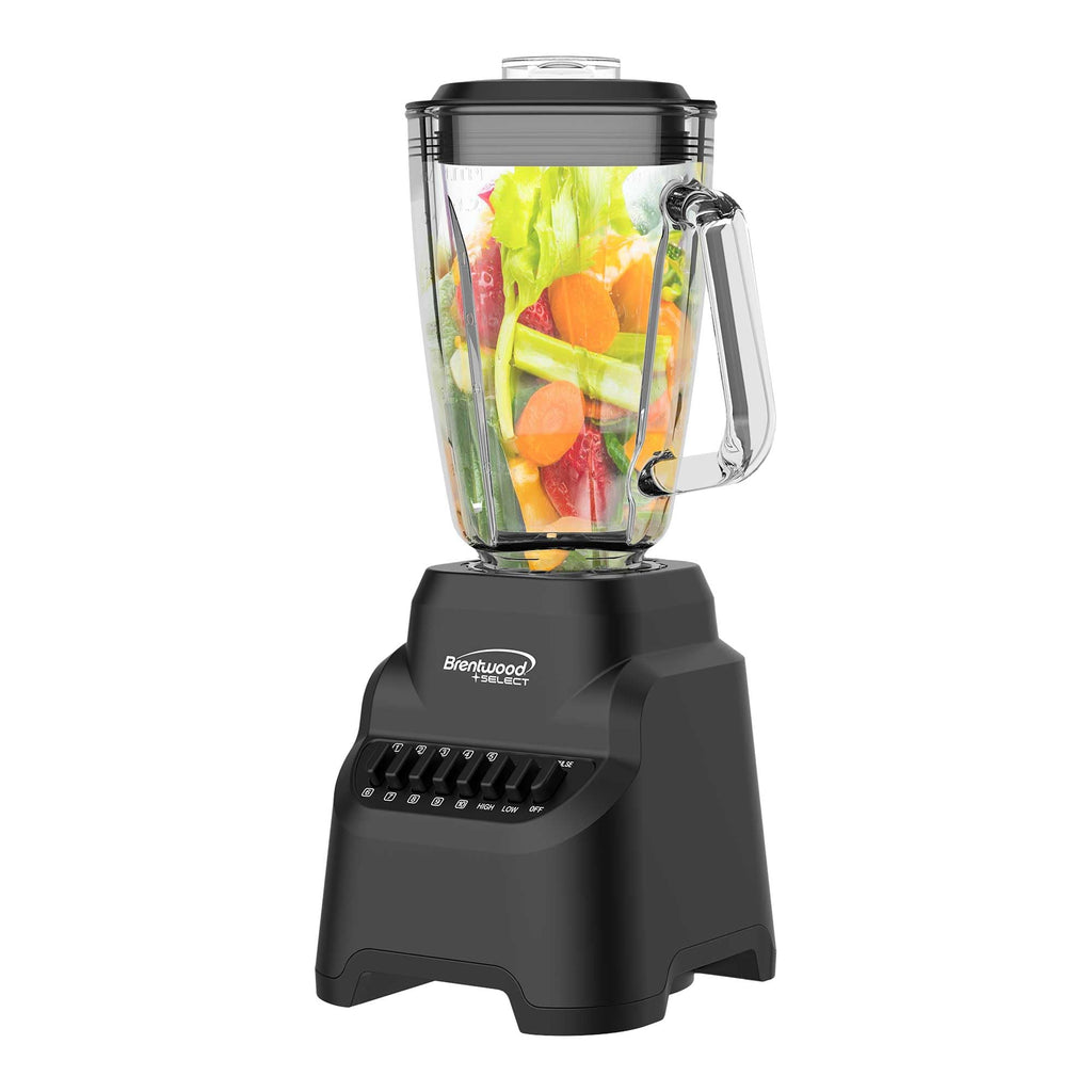 Brentwood Select JBS-500BK 500W 10-Speed Countertop Blender with 42oz Glass Jar, Black - Pulse Button, Dishwasher-Safe Parts
