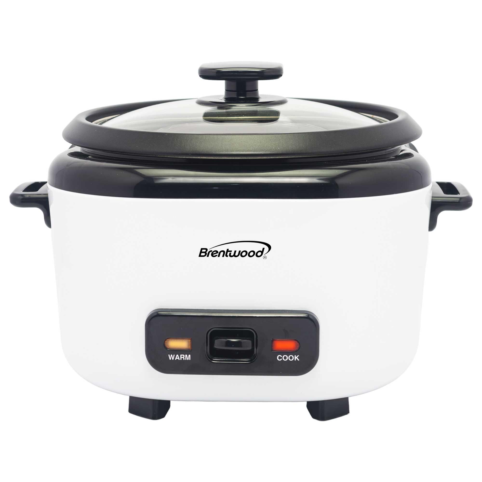 Brentwood RC-5016W 16-Cup Cooked Rice Cooker with Steam Tray - White, 500W with Measuring Cup & Spatula