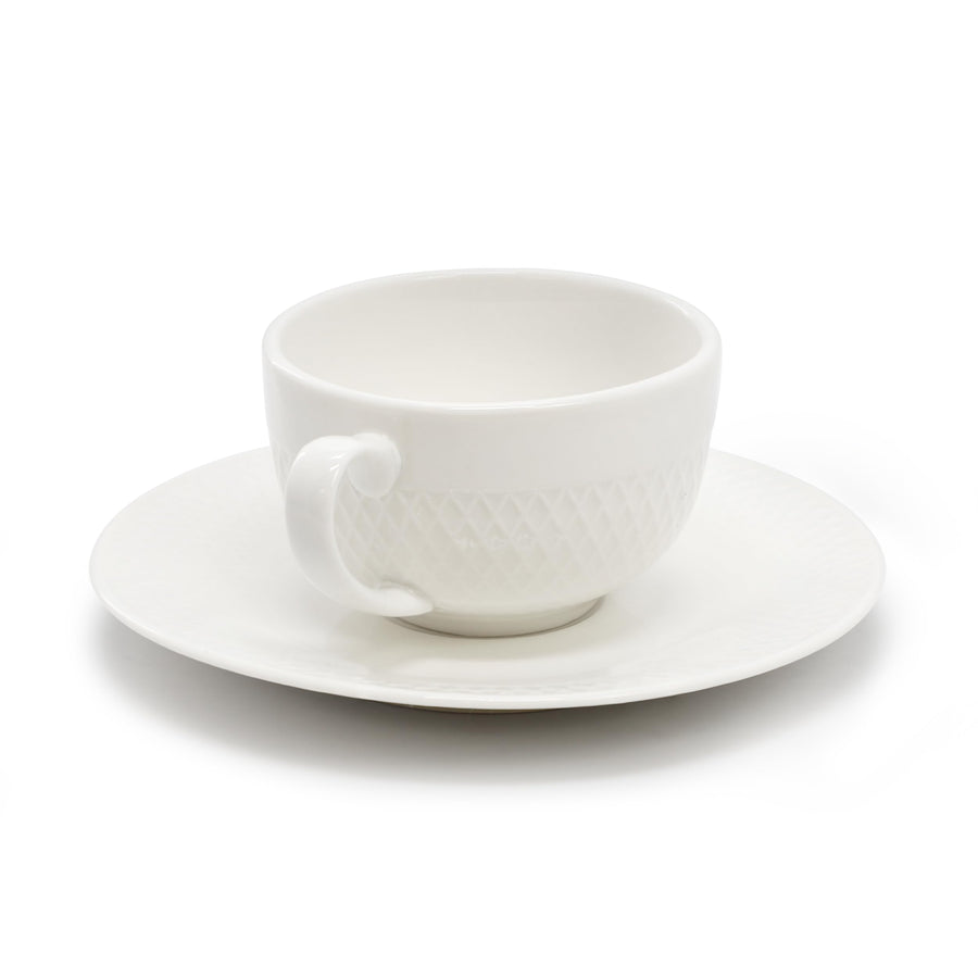 Elama Luna 12-Piece Porcelain Espresso Cup and Saucer Set, 3 oz, White