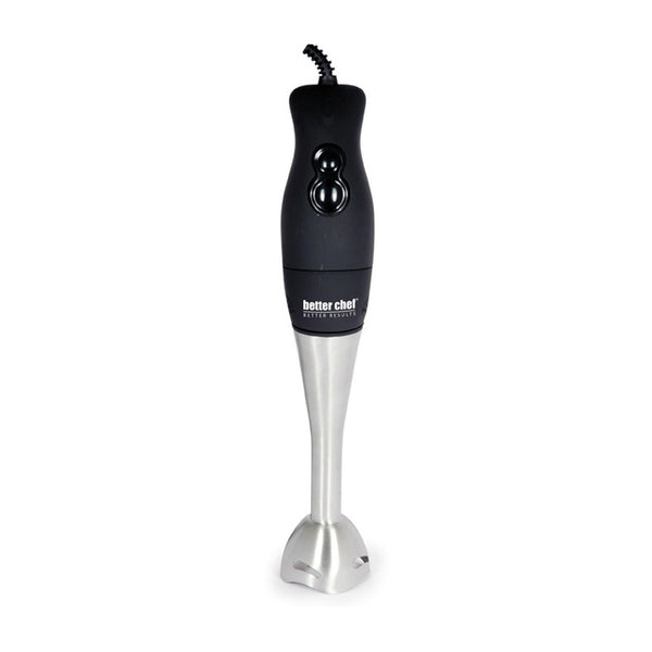 Better Chef Immersion Blender with Whisk Attachment | 2-Speed 200-Watt Motor | Stainless Blending & Whisk Attachment | Rubberized Grip | Measuring Cup (Black)
