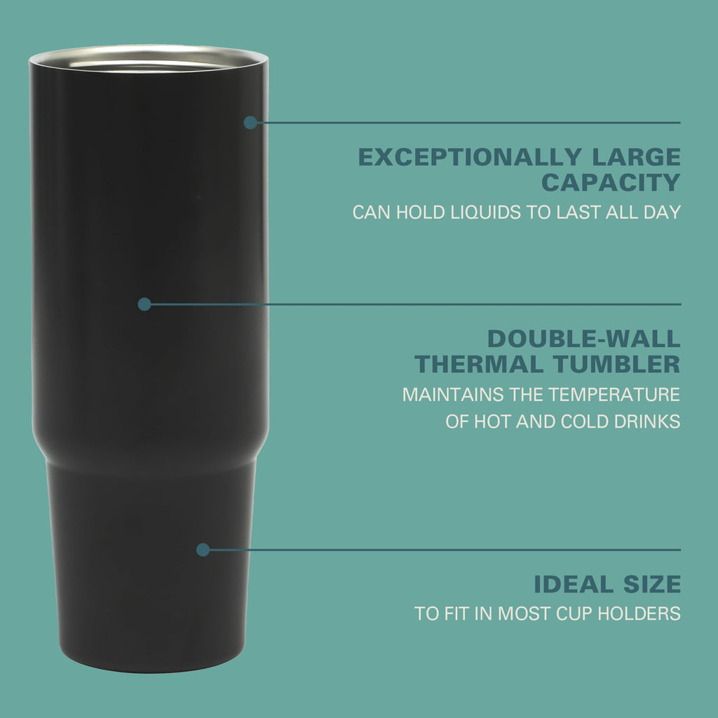 Gibson Home Marina 29 oz Stainless Steel Insulated Tumbler with Handle and Straw, Black