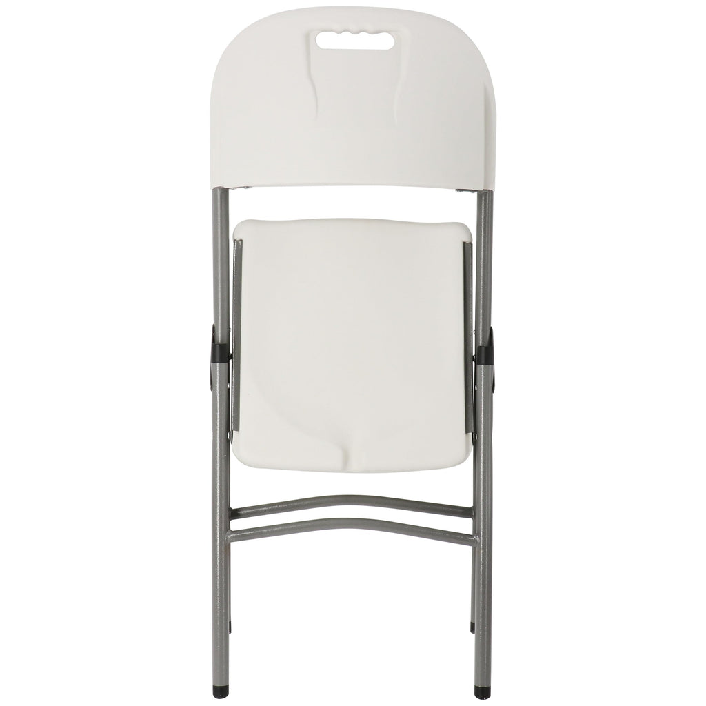 Elama 4-Piece Deluxe Folding Patio Chairs – White Indoor/Outdoor Plastic Dinner Chairs with Handle