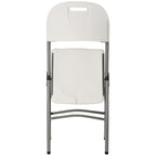 Elama 4-Piece Deluxe Folding Patio Chairs – White Indoor/Outdoor Plastic Dinner Chairs with Handle