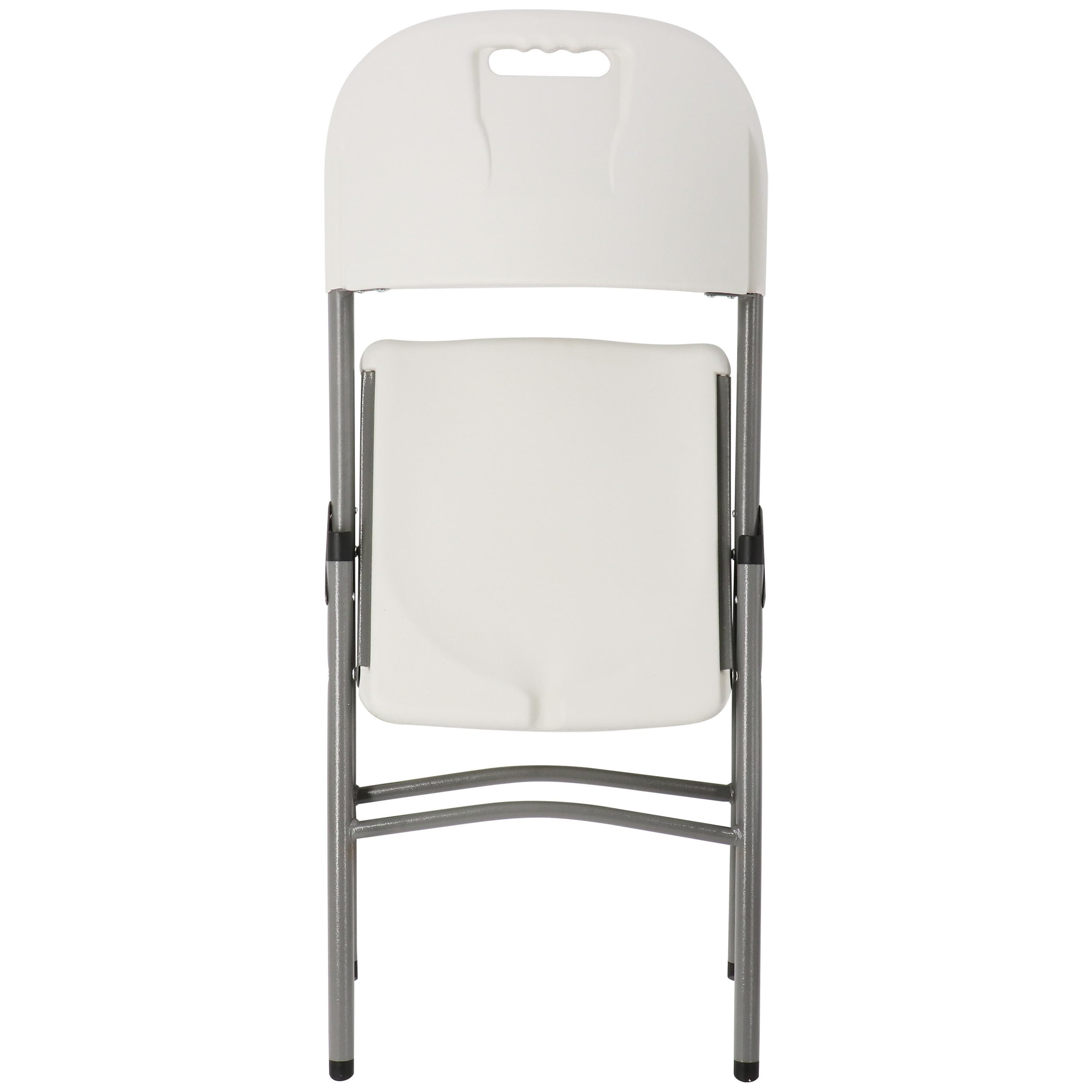 Elama 4-Piece Deluxe Folding Patio Chairs – White Indoor/Outdoor Plastic Dinner Chairs with Handle