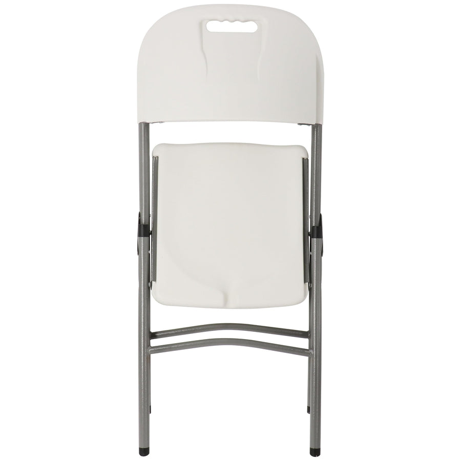 Elama 4-Piece Deluxe Folding Patio Chairs, White - Indoor/Outdoor Plastic Dinner Chairs with Handle