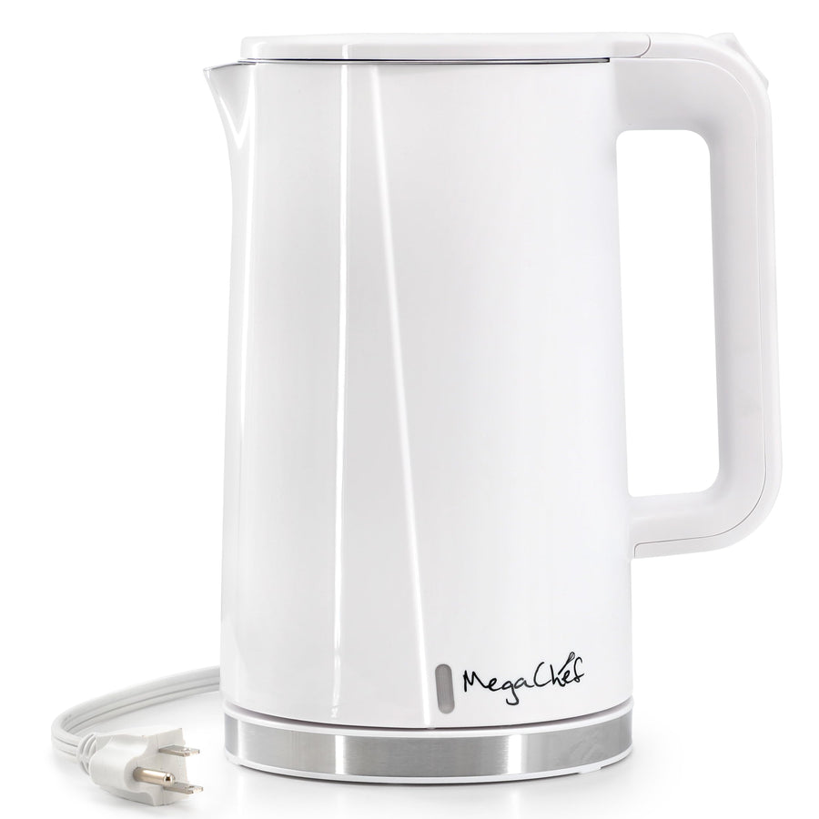MegaChef 1.7 Liter Double Wall Insulated Stainless Steel Electric Kettle and Water Boiler