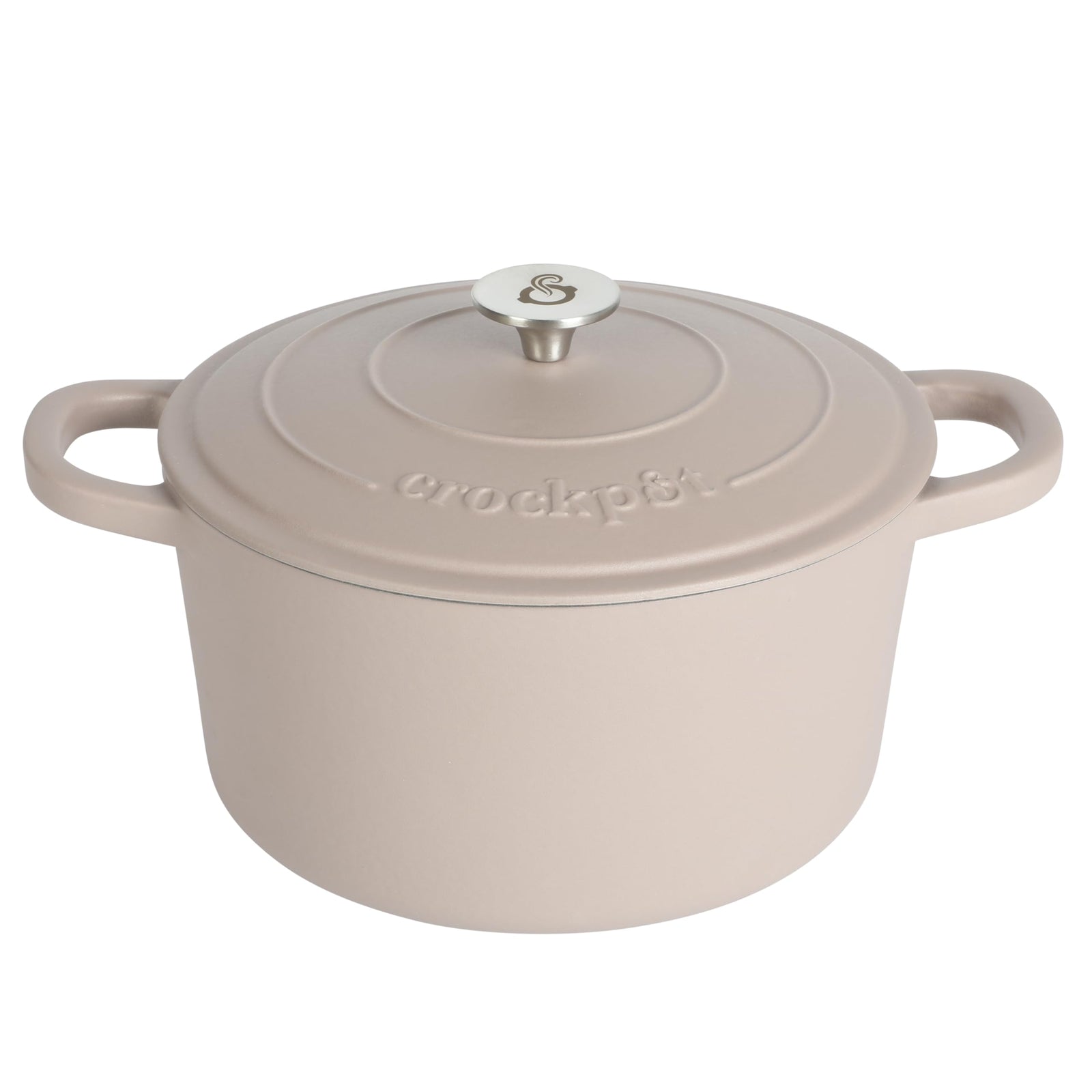 Crock-Pot Artisan 7-quart European enameled cast iron Dutch oven in matte dusty pink