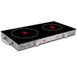 Megachef Double Ceramic Infrared Cooktop, 1700W 2-Burner Portable Countertop Radiant Cooktop for Any Flat-Bottom Cookware