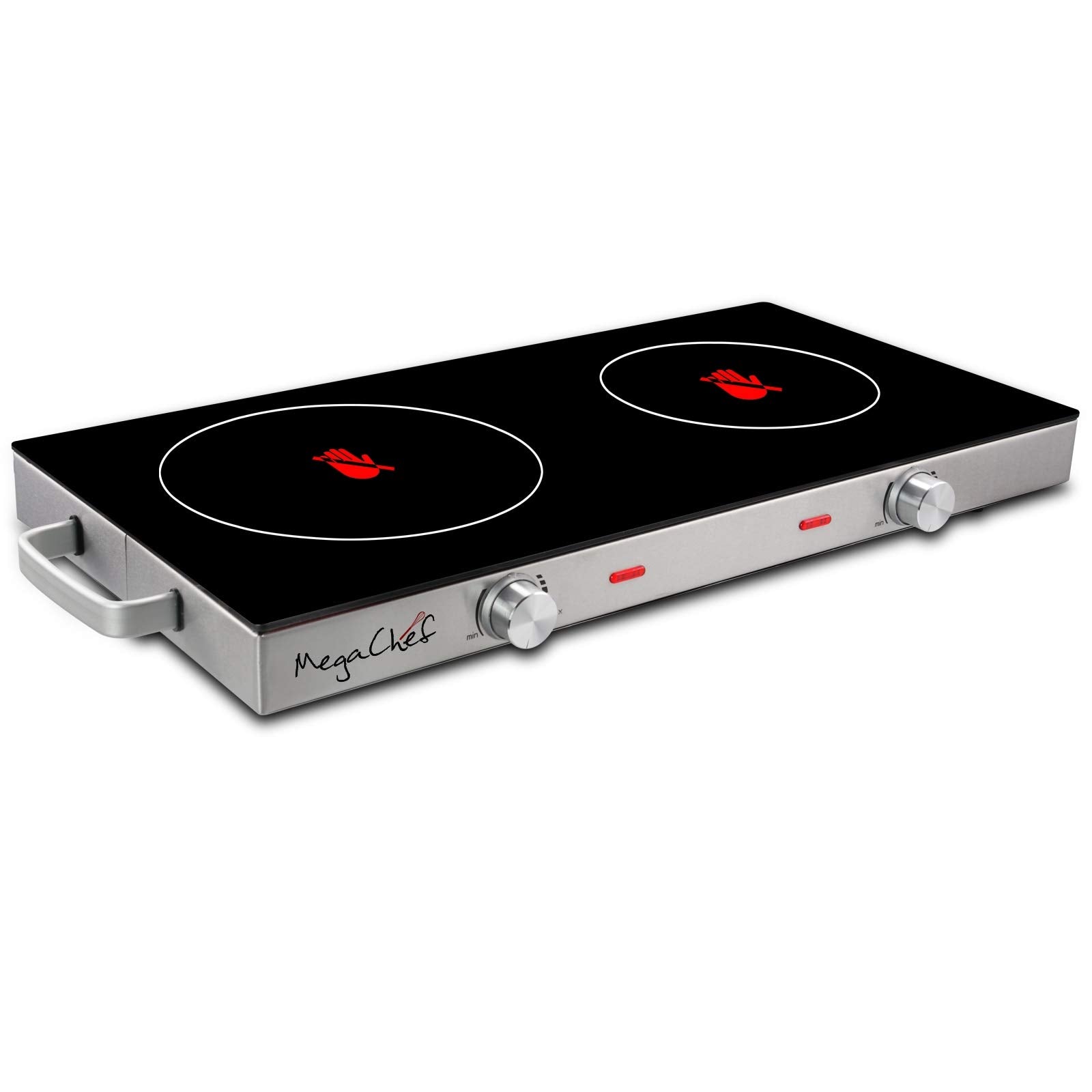 Megachef Double Ceramic Infrared Cooktop, 1700W 2-Burner Portable Countertop Radiant Cooktop for Any Flat-Bottom Cookware