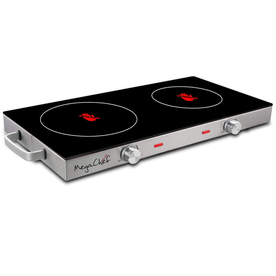 Megachef Double Ceramic Infrared Cooktop, 1700W 2-Burner Portable Countertop Radiant Cooktop for Any Flat-Bottom Cookware