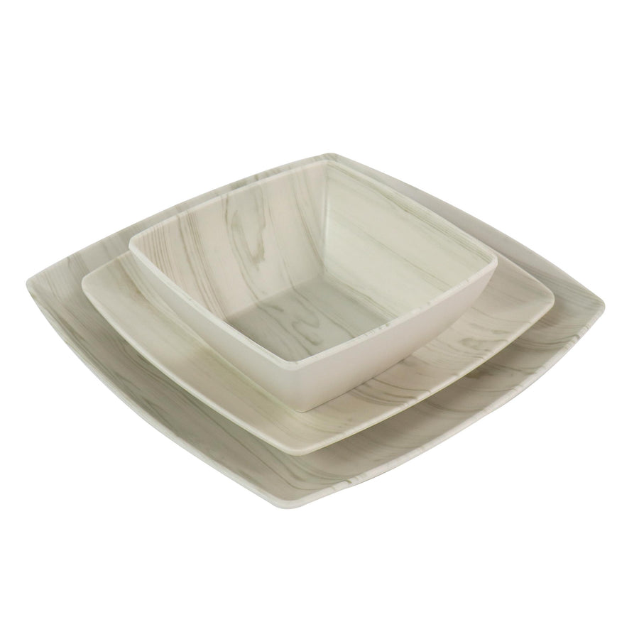 Gibson Home Woodgrain 12-Piece Melamine Dinnerware Set, Service for 4, White