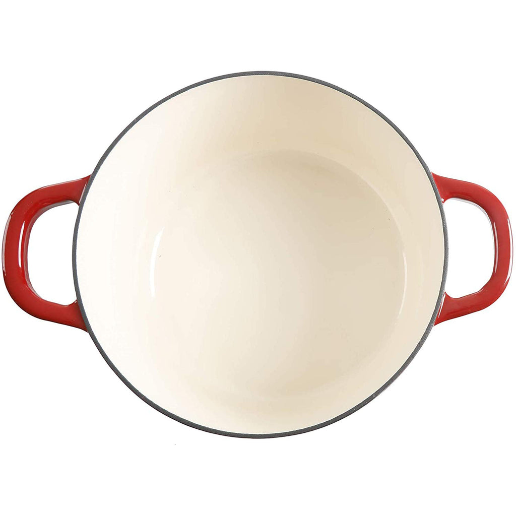 Crock-Pot Artisan 7-Quart Round Enameled Cast Iron Dutch Oven with Lid – Scarlet Red Heavy-Duty Cookware