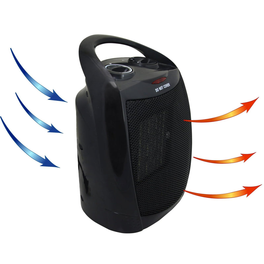 Vie Air 1500W Portable Ceramic Space Heater with Adjustable Thermostat, Black