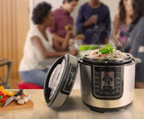 MegaChef 6-Quart Digital Pressure Cooker & Electric Multi-Cooker, 14 Presets, Stainless Steel Pot, Silver