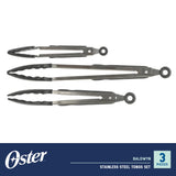 Oster Baldwyn 3-Piece Locking Kitchen Tongs Set, Black