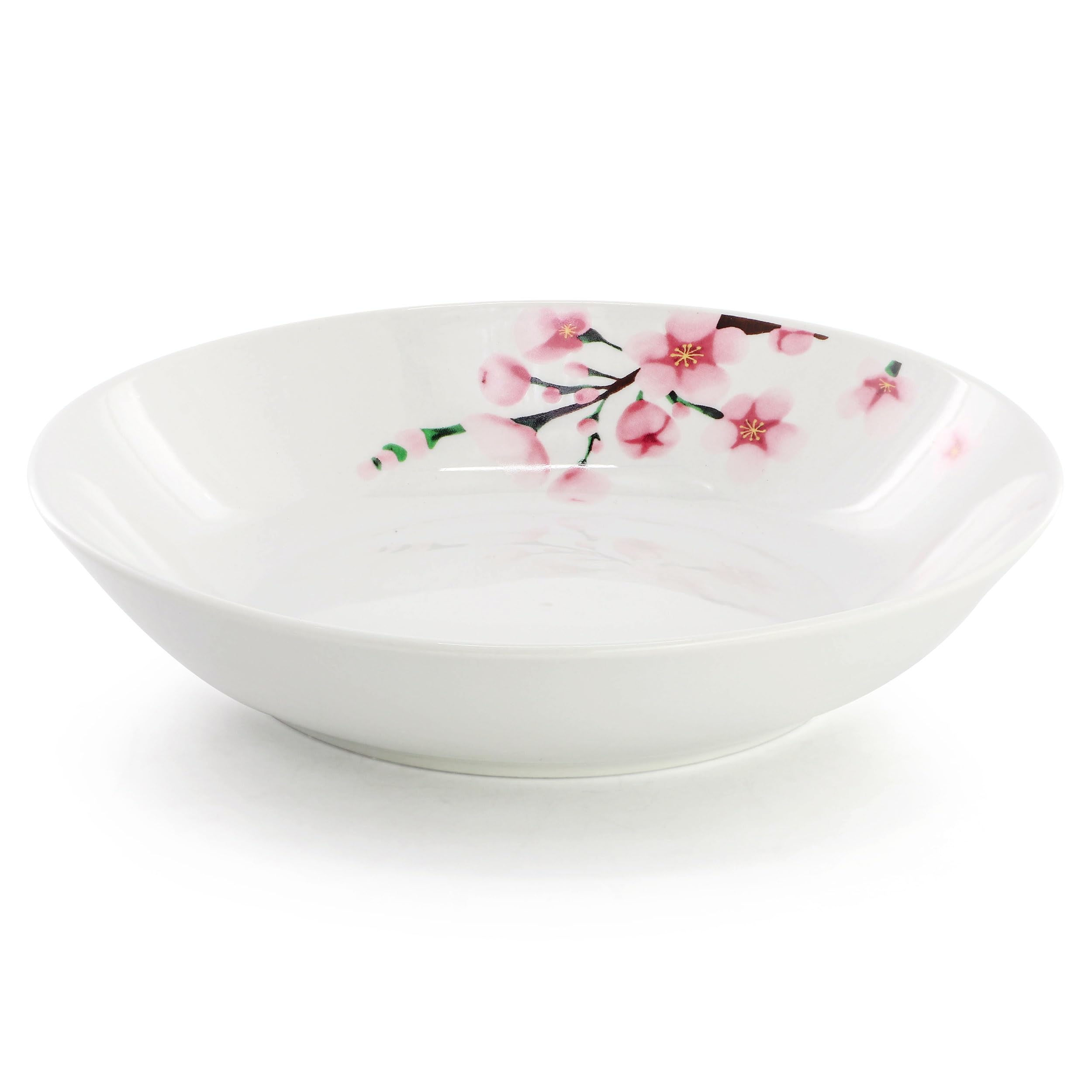 Elama Tamara 24-Piece Cherry Blossom Porcelain Dinnerware Set – White & Pink Service for 6