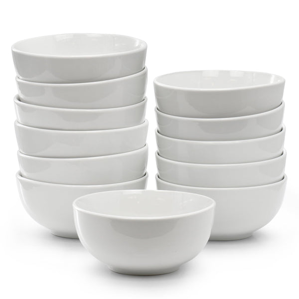 Elama Professional Kitchen 12-Piece White Porcelain Bowl Set, 22 oz