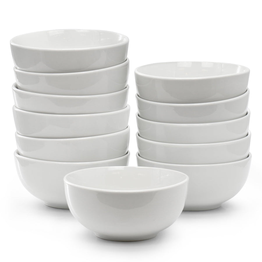 Elama Professional Kitchen 12-Piece White Porcelain Bowl Set, 22 oz