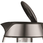 Brentwood KT-1960 1.8L Cordless Glass Electric Kettle with Tea Infuser - Silver, 1100W, Blue LED